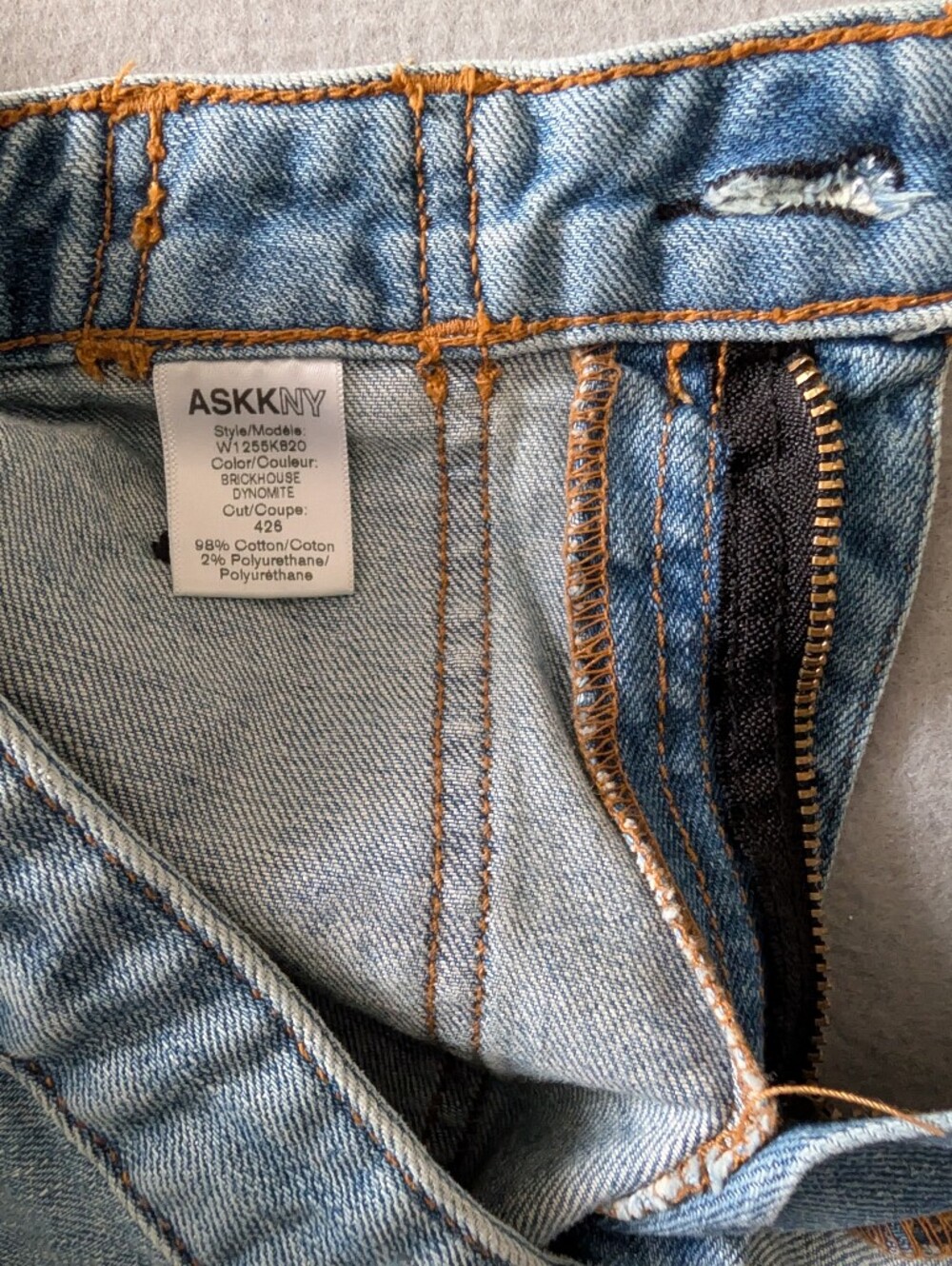 ASKK NY Brickhouse Wide Leg High Waist Button Accent Denim Trouser Jeans Sz 25 image 8